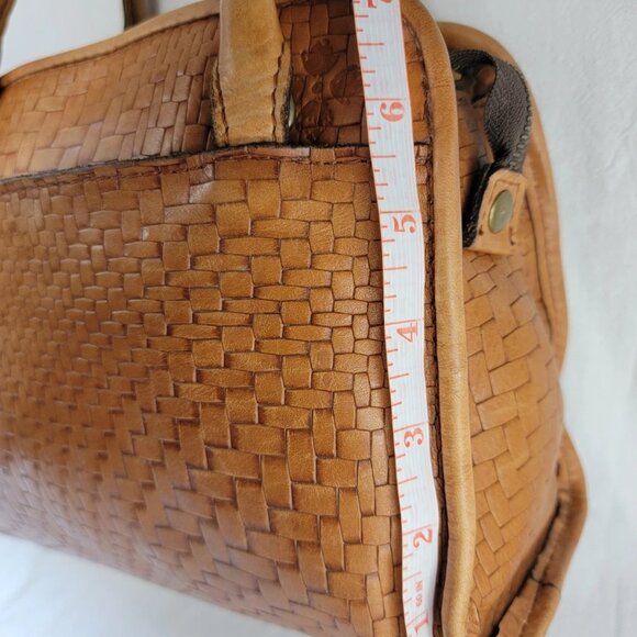 VNTG PATRICIA NASH, Woven Leather, Satchel, Cognac, Brown, Top Handle - Picture 14 of 16